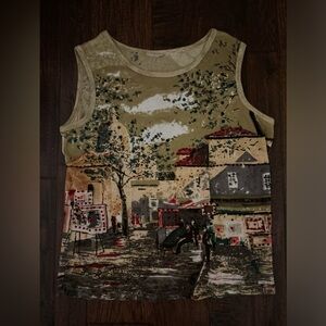 Cream and green vintage tank top, feel free to send offers